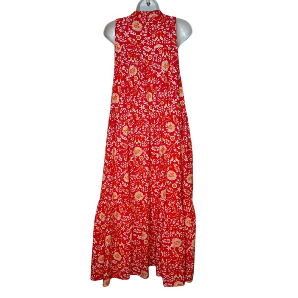 Olivia James Ro Long Dress Maxi Peacock Floral Rouge Sleeveless Red XL - Picture 7 of 10